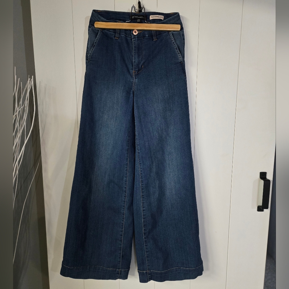 BCBGeneration Wide Leg Dark Blue Denim Jeans